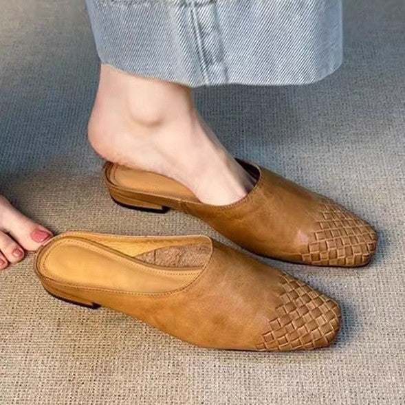 Retro Woven Closed-toe Half Slippers Women's