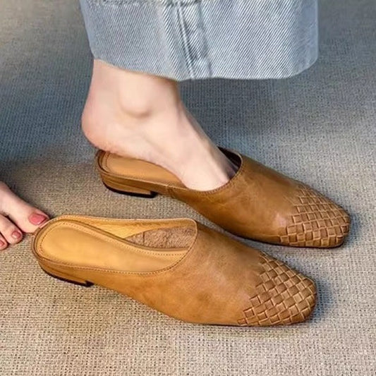 Retro Woven Closed-toe Half Slippers Women's