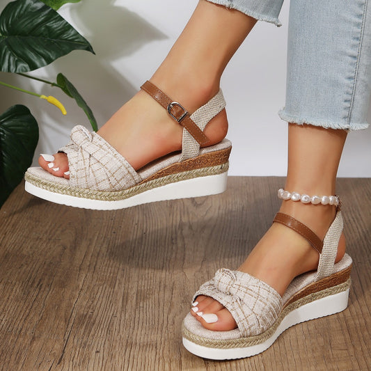 Women's Buckle Wedge Platform Sandals