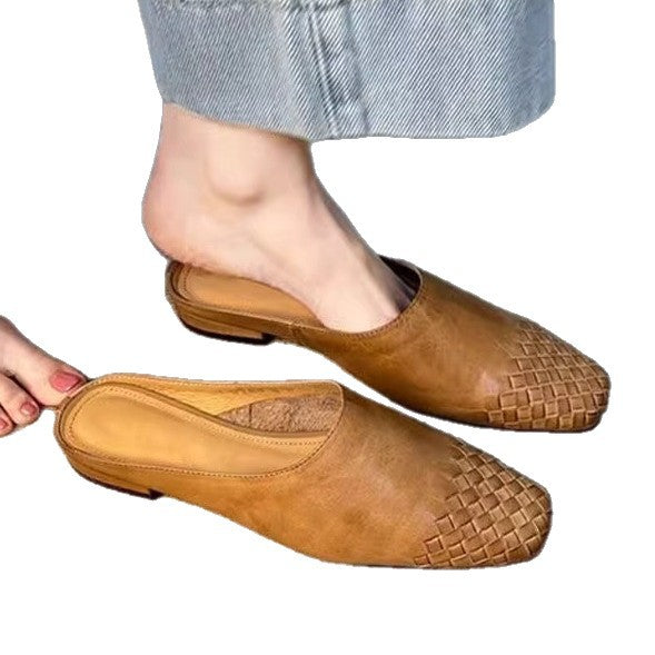 Retro Woven Closed-toe Half Slippers Women's