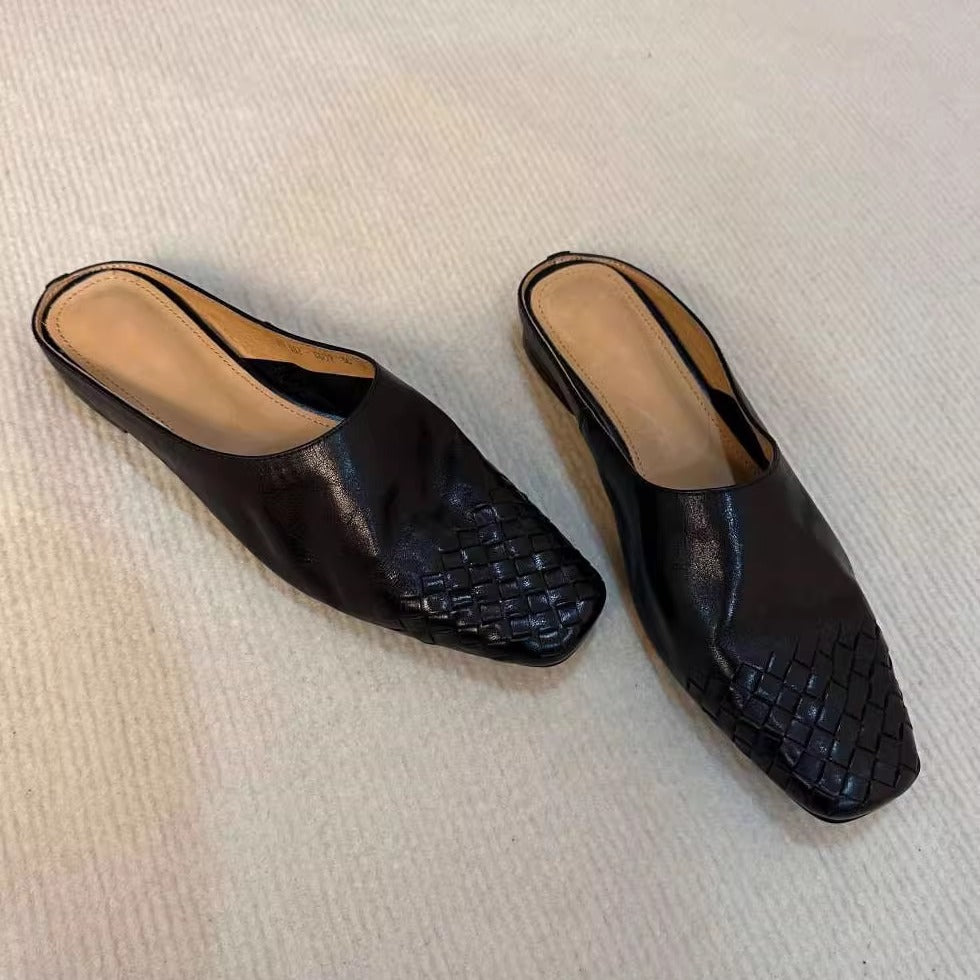 Retro Woven Closed-toe Half Slippers Women's